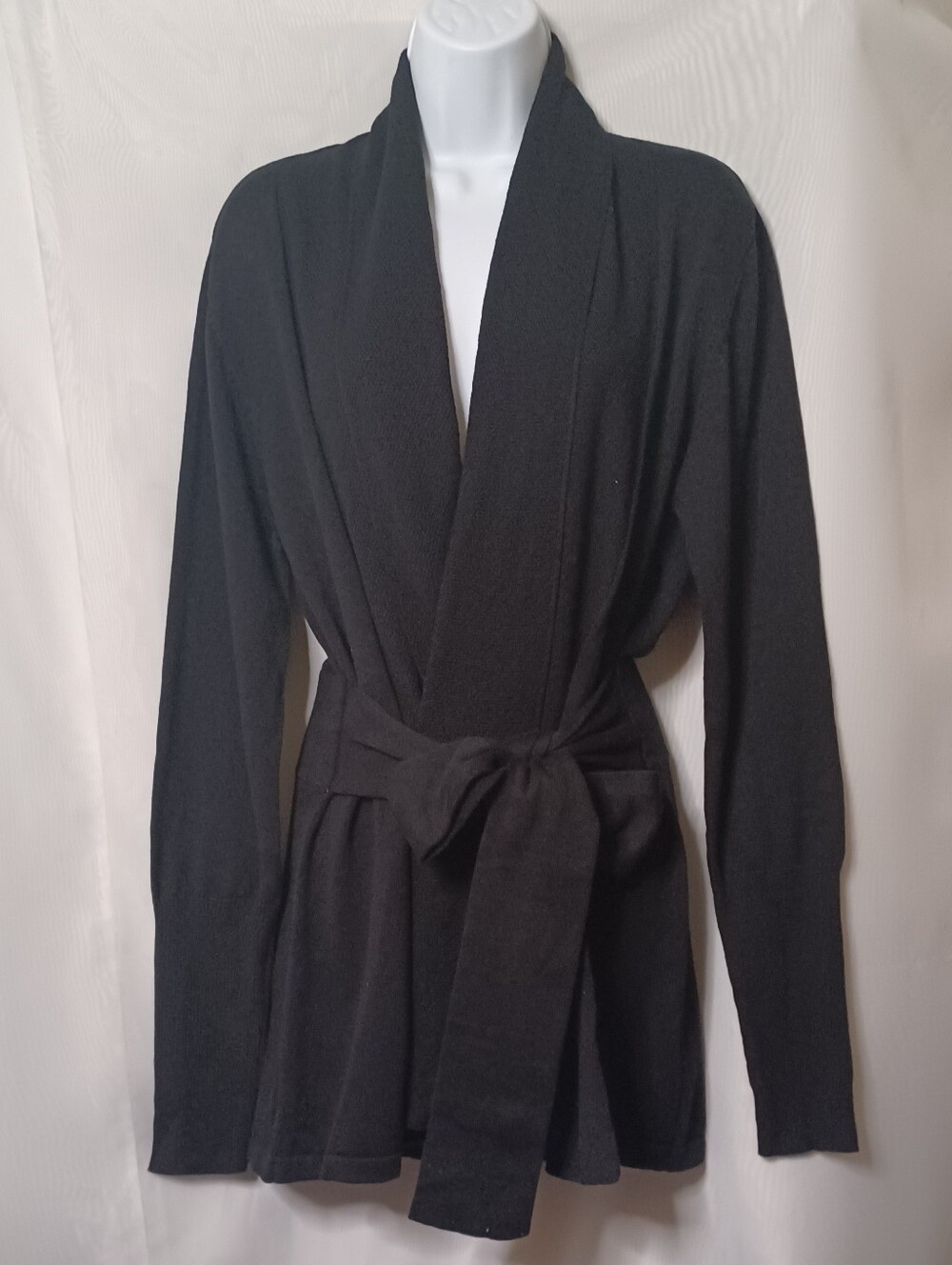 Ripe Maternity Black Textured Shawl Collar Wrap Cardigan with Self Tie. Size L